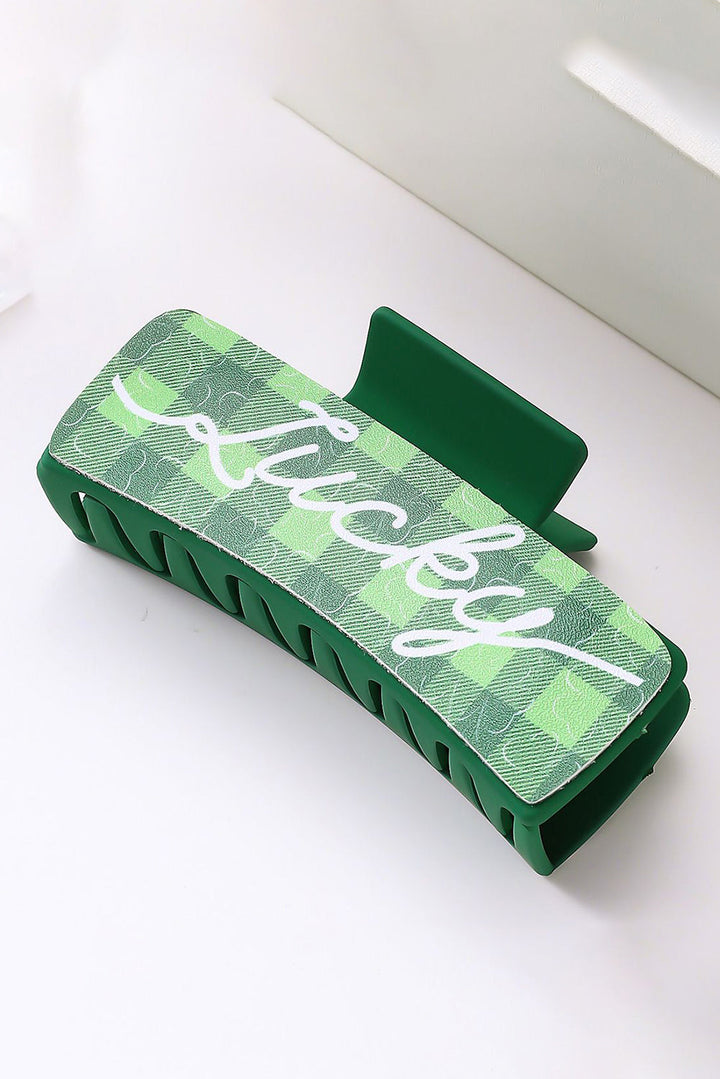 St. Patricks Plaid Lucky Pattern Claw Clip