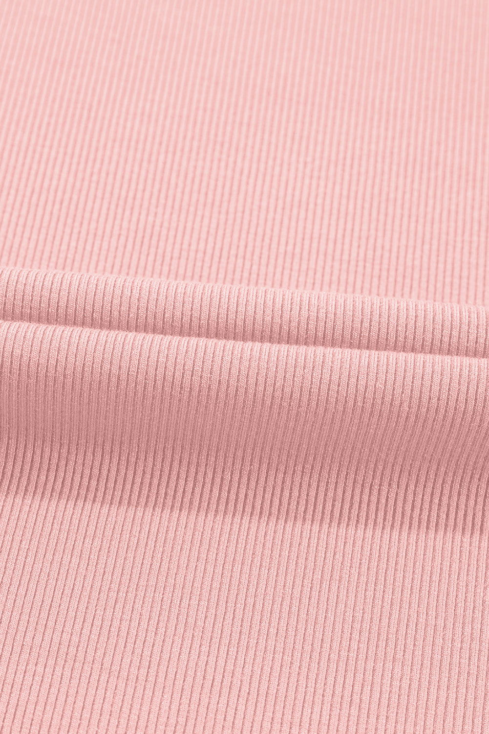 Light Pink Ribbed Pearl Beaded Puff Sleeve Top