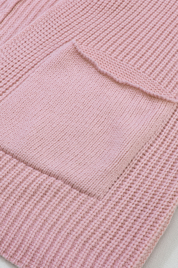 Pink Oversized Fold Over Sleeve Open Front Cardigan