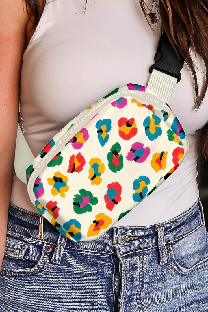 Colorful Leopard Print Buckle Strap Crossbody Bag