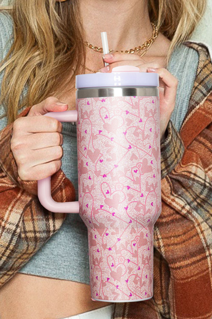 Valentine Heart Shaped Print Stainless Steel Vacuum Cup 40oz