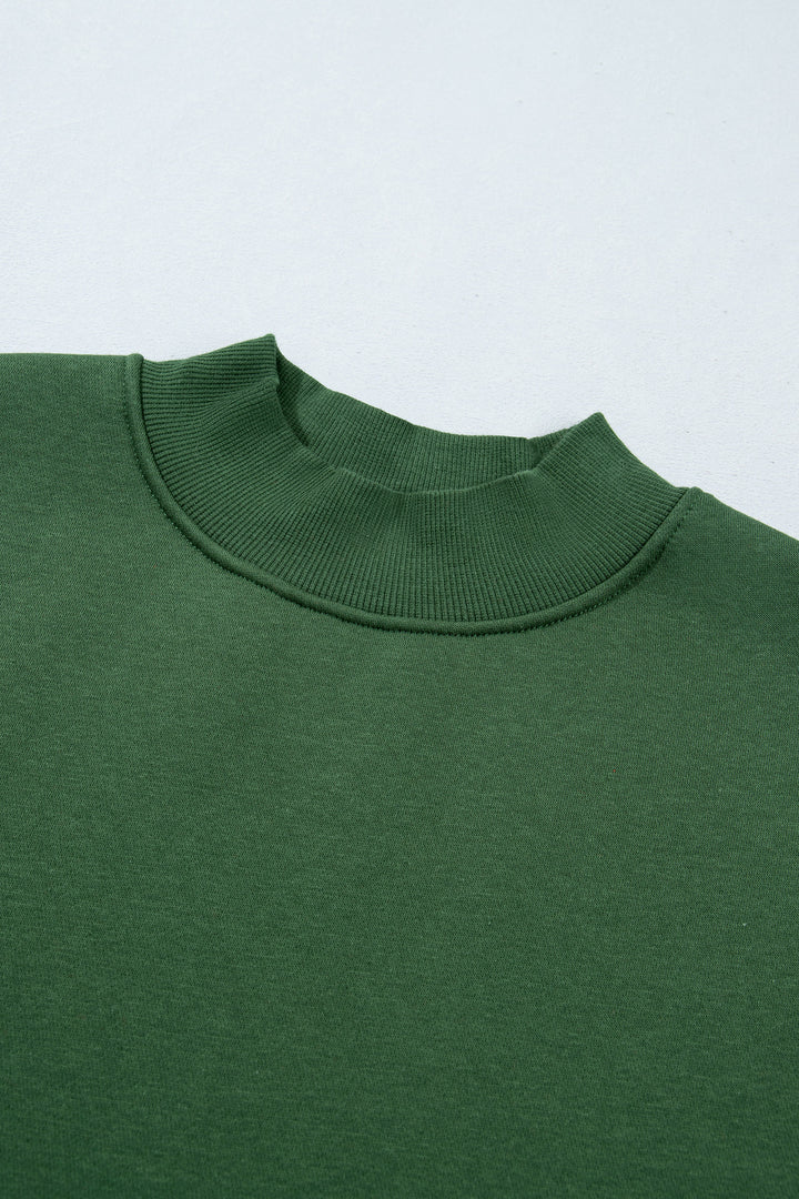 Evergreen Plaid Sleeve Colorblock Loose Tunic Sweatshirt
