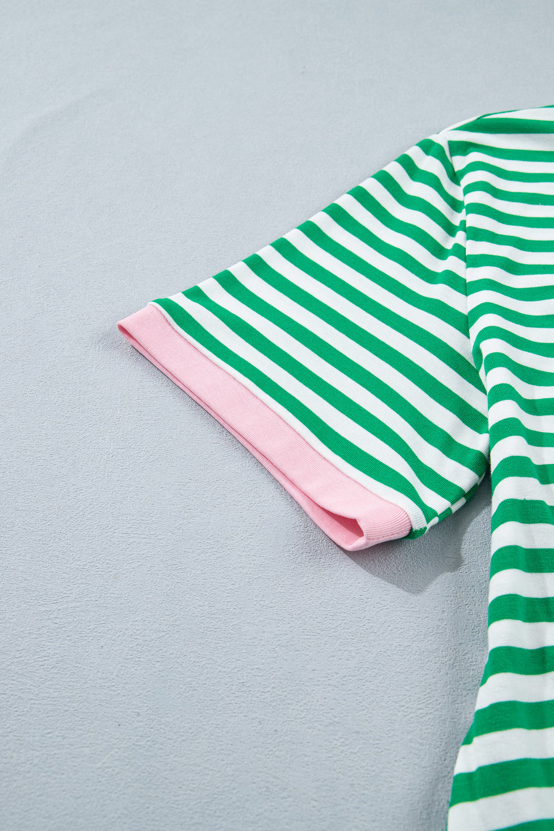 Green Stripe Nautical Tie Contrast Trim Round Neck T Shirt Mini Dress