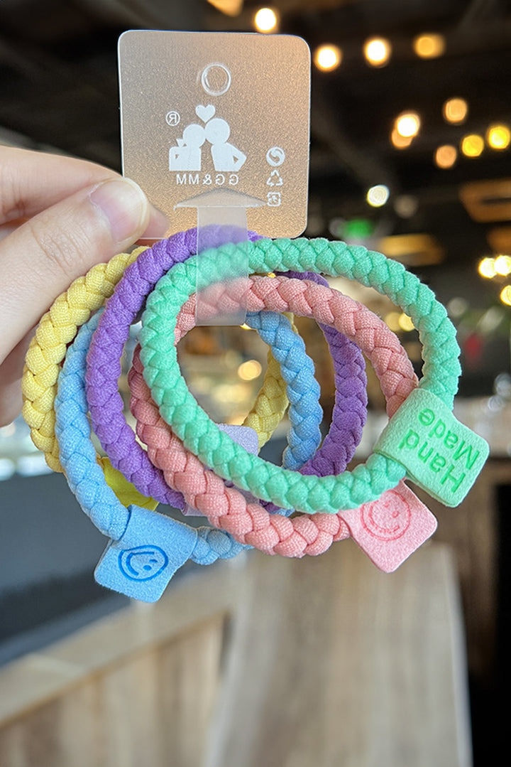 Lot de 5 élastiques à cheveux tressés avec languette Smile Face