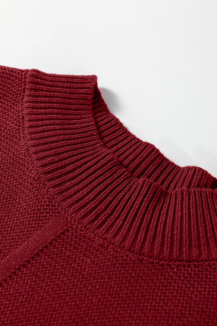 Solid Color Front Seam Drop Shoulder Loose Sweater