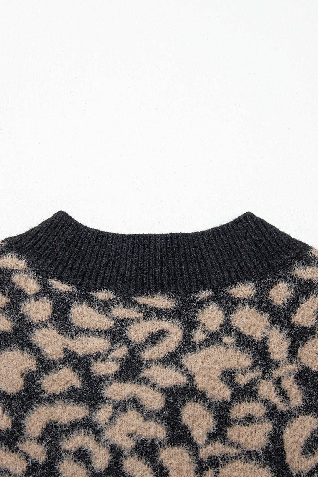 Black Leopard Print Knit Sleeveless Regular Wash Sweater Vest