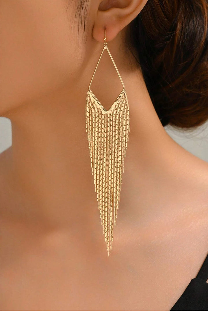 Boucles d'oreilles pendantes à longue chaîne et pompon