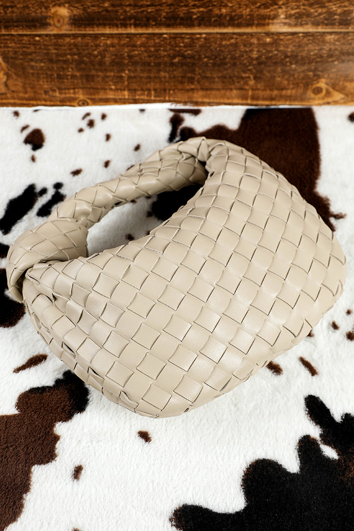 Sac à main en cuir PU tressé avec fermeture éclair