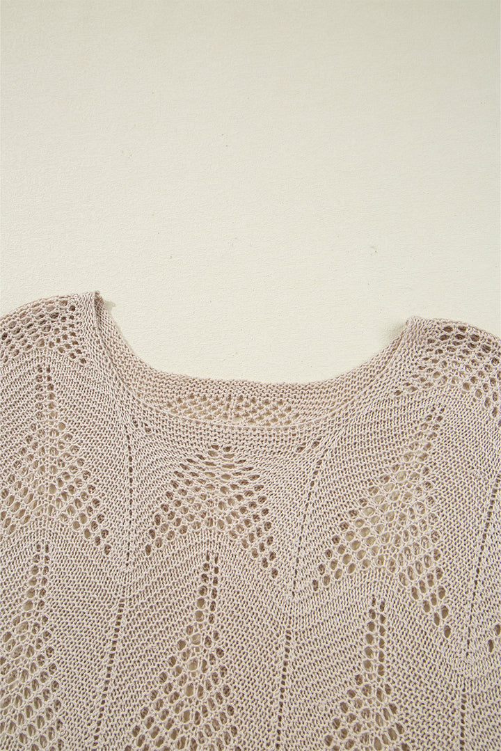 Hollow Out Knit 7/8 Sleeve Casual Sweater