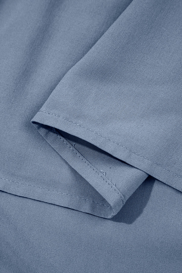 Robe longue évasée à volants et manches courtes, boutons cachés