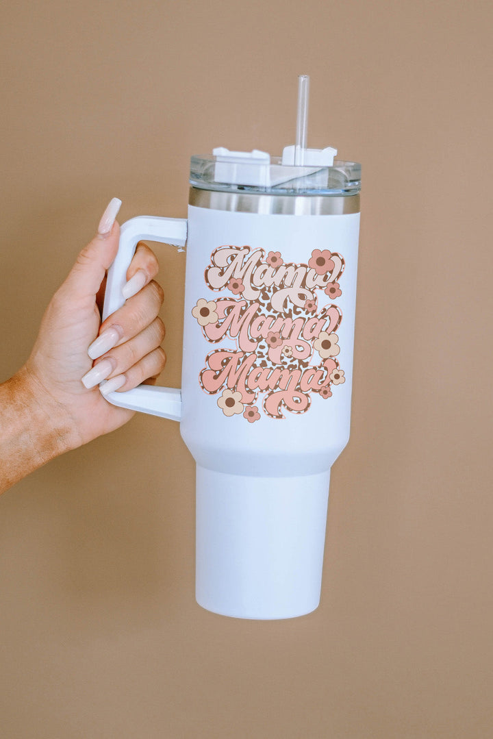 Tasse isotherme en acier inoxydable à imprimé léopard et fleurs Mama, 1 134 ml