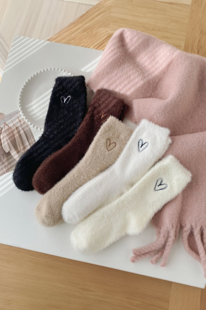 Weiche, dicke Crew-Socken mit Herzstickerei