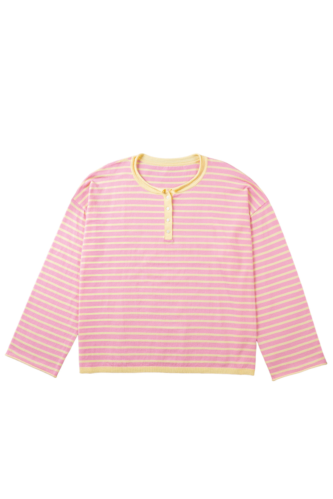 Pink Stripe Striped Colorblock Long Sleeve V Neck Shift Plus Size Sweater