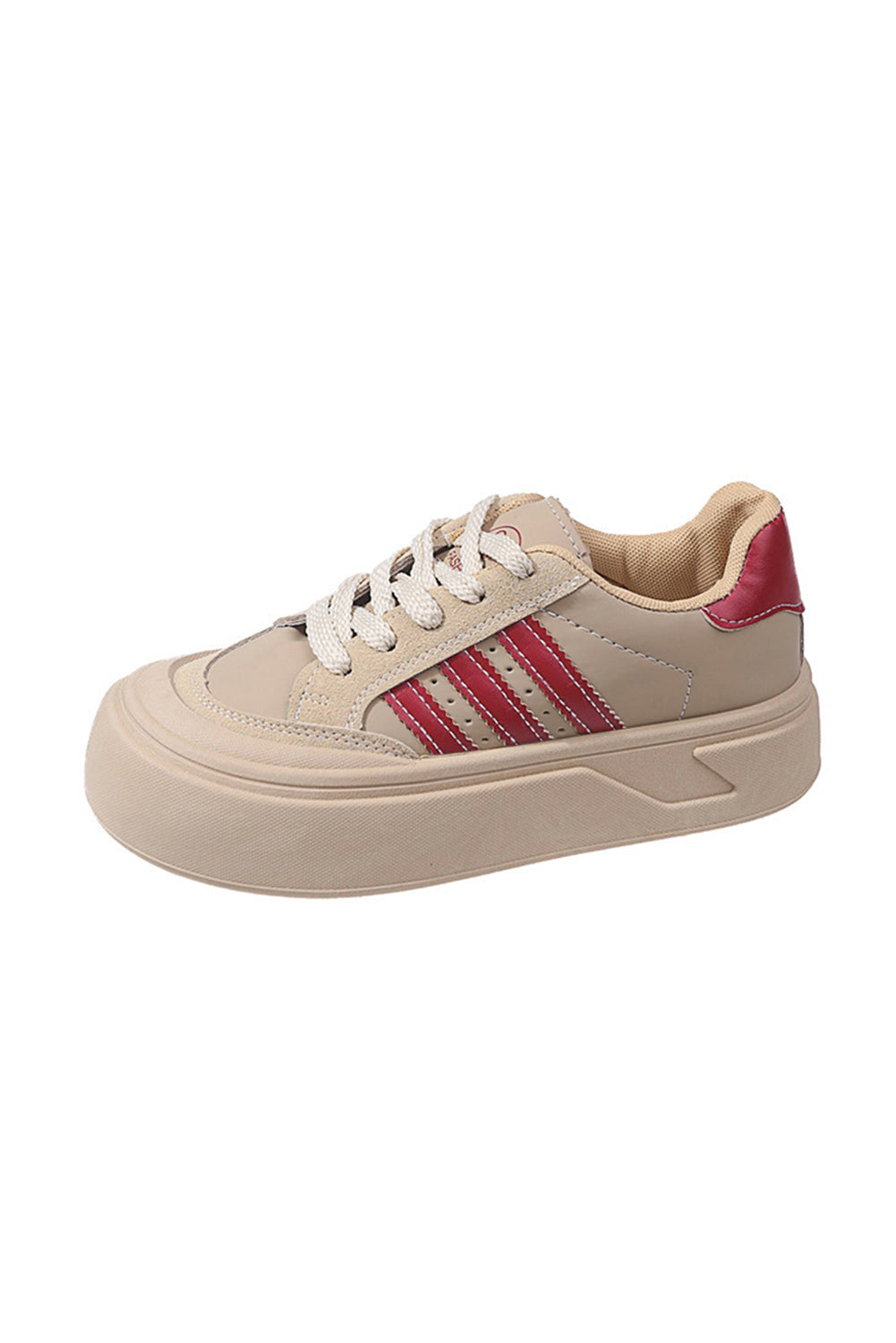 Retro-Freizeitschuhe aus PU-Leder mit Schnürung und dicker Sohle