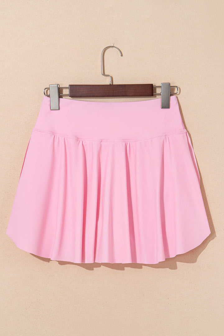 solid pocketed crossover high waist swim skort 3