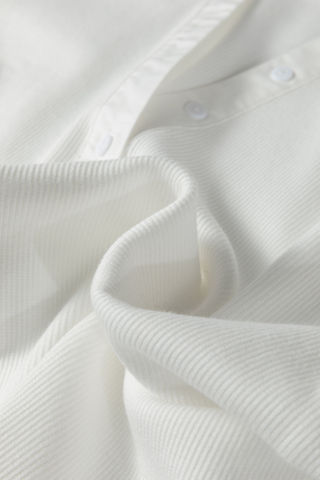 Button Placket 3/4 Striped Sleeve Patchwork Rib Knit Top