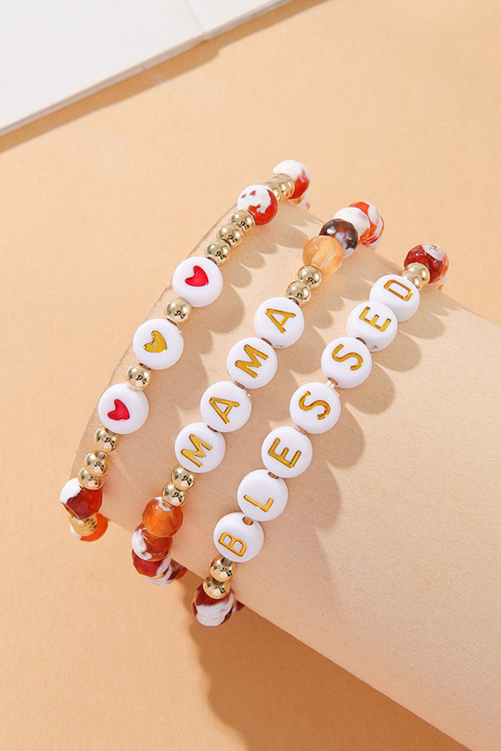 MAMA Beaded Triple Layer Bracelet Set