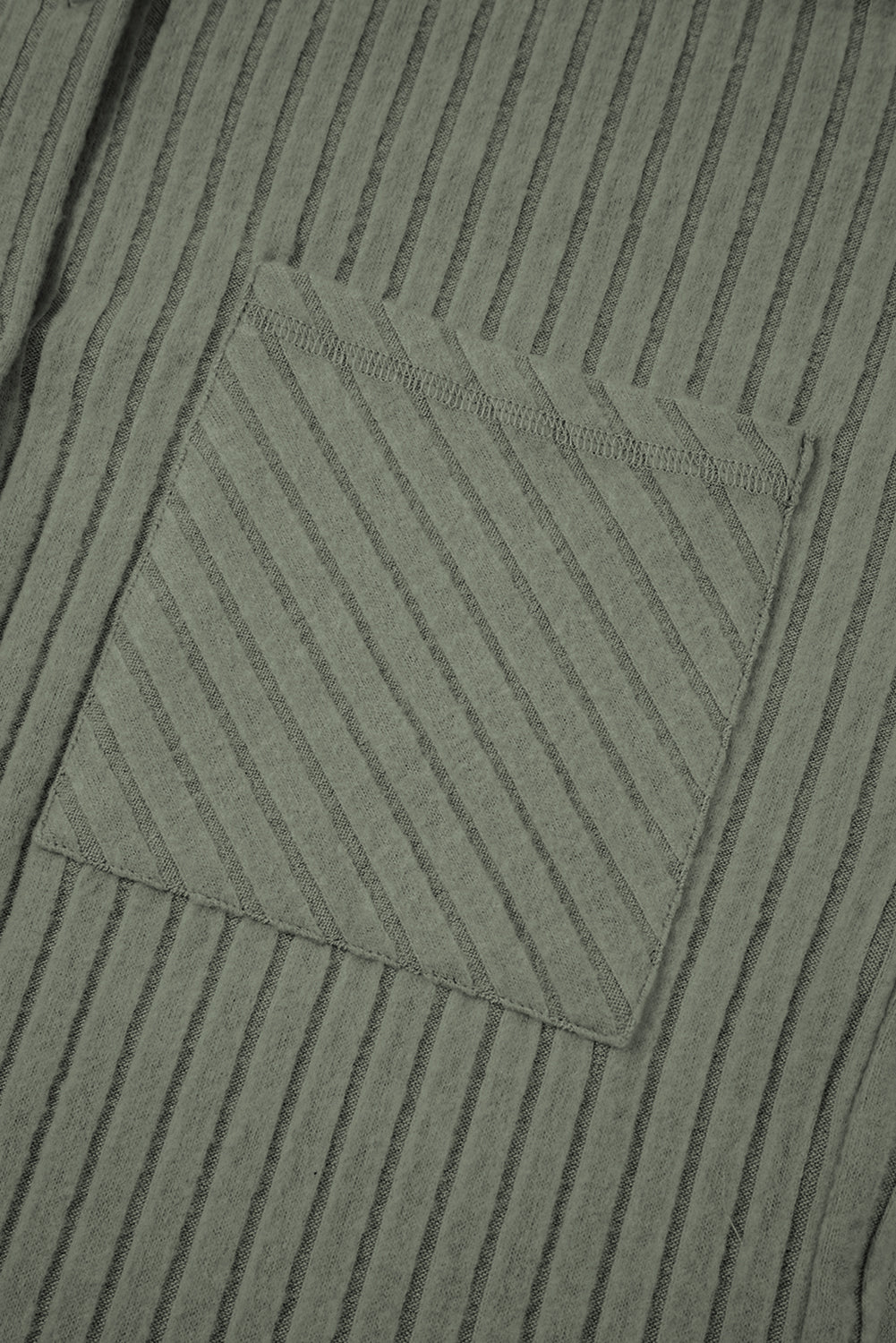 Mist Green Thermal Ribbed Texture Button Up Shacket