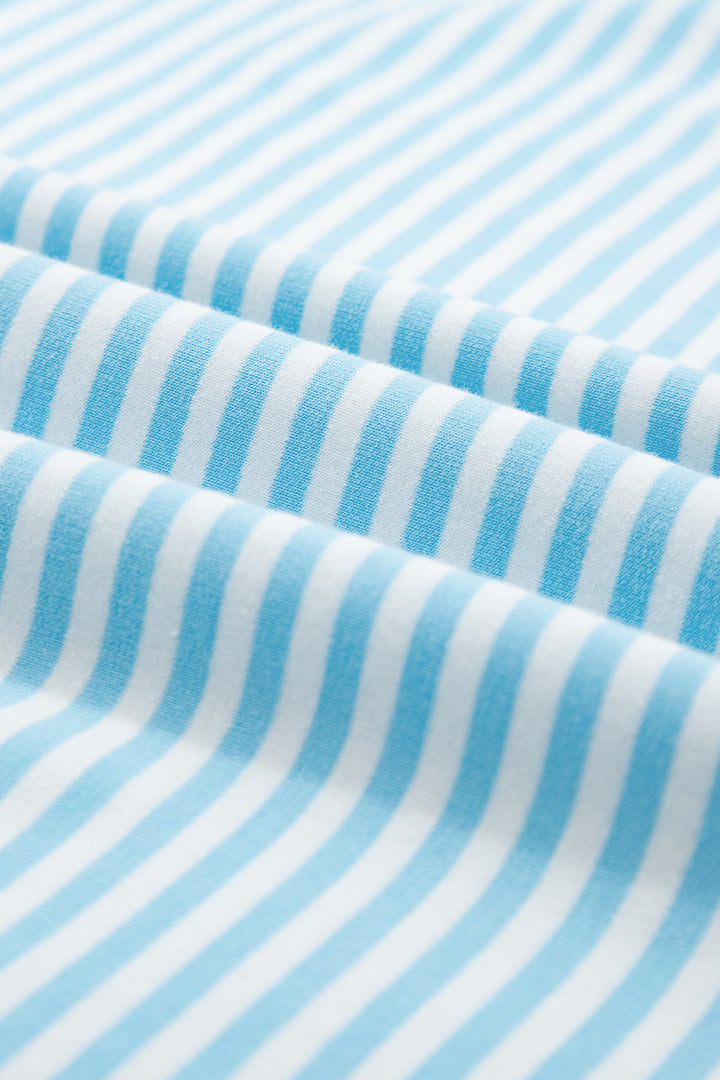 Sky Blue Stripe Oversize Mock Neck Sweatshirt and Shorts Set