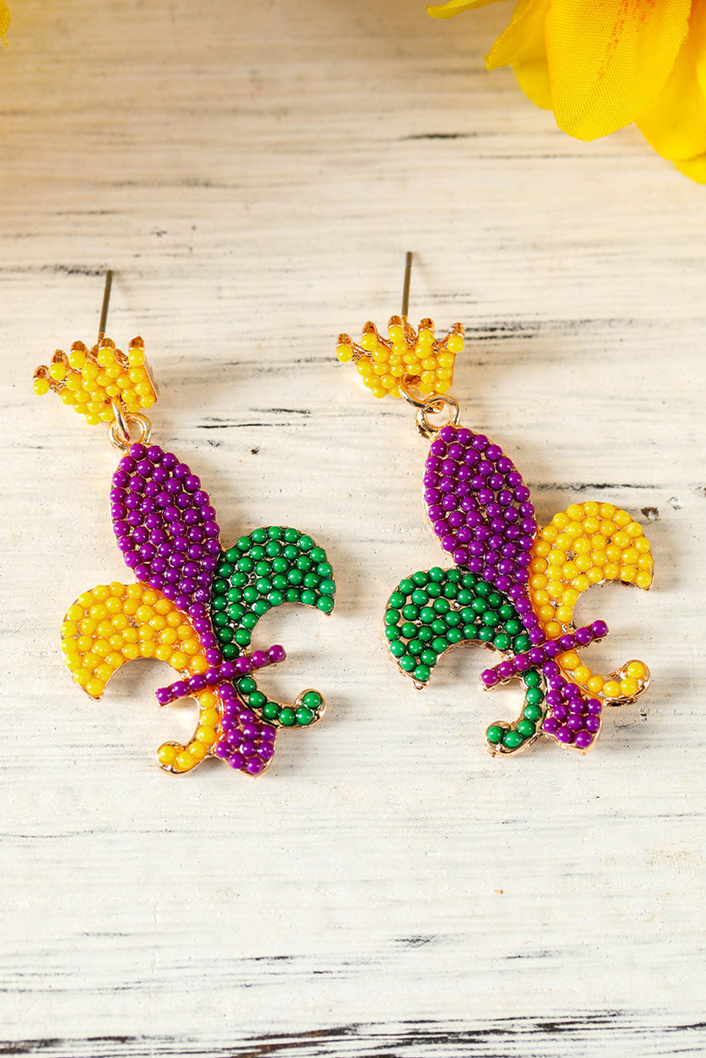 Boucles d'oreilles en perles Mardi Gras