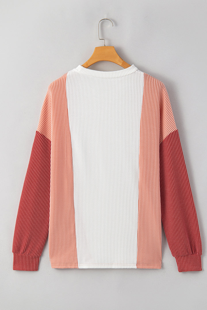 Color Block Corded Long Sleeve Top