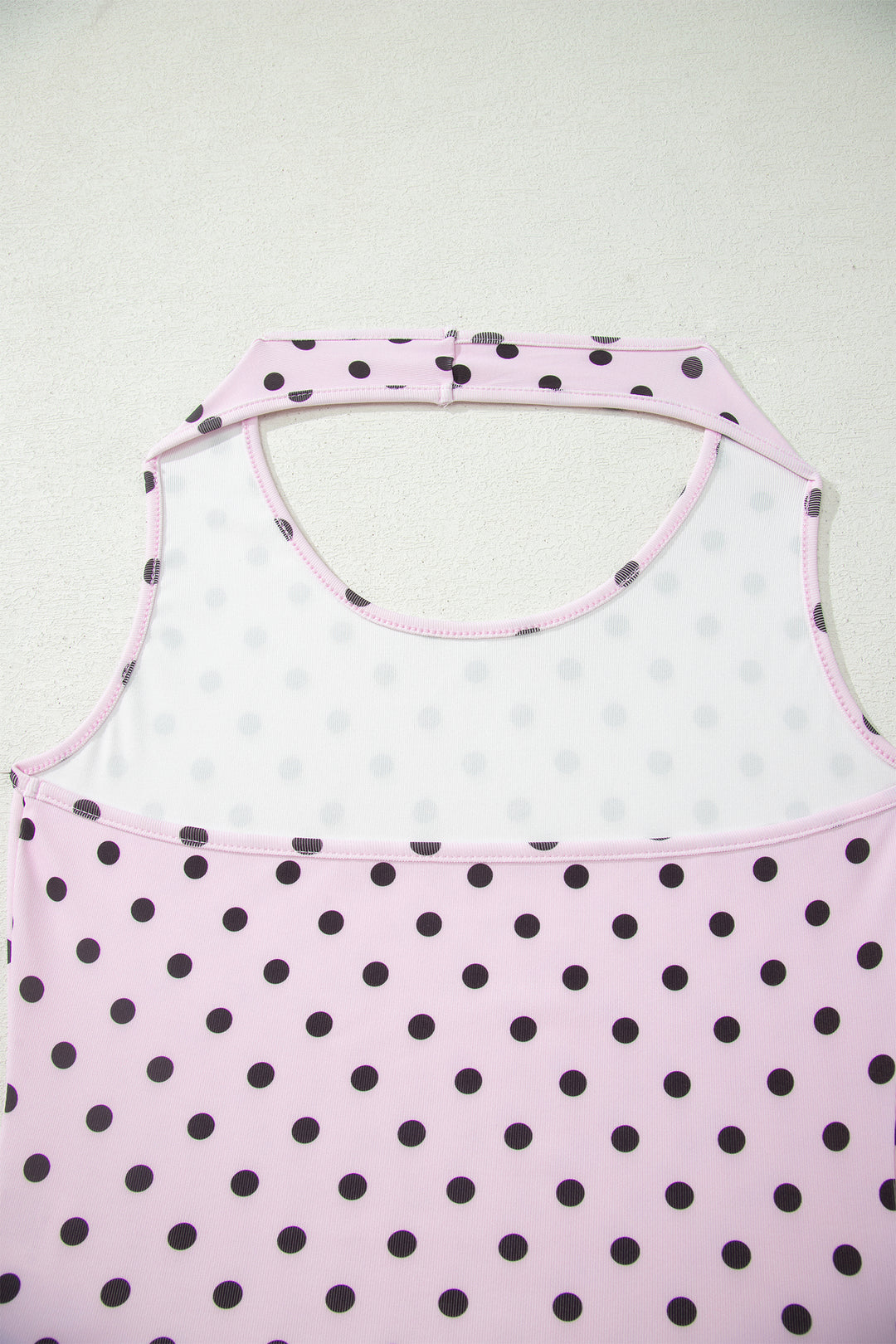 Pink Polka Dot Halter Tank Drawstring Elastic Waist Short Set