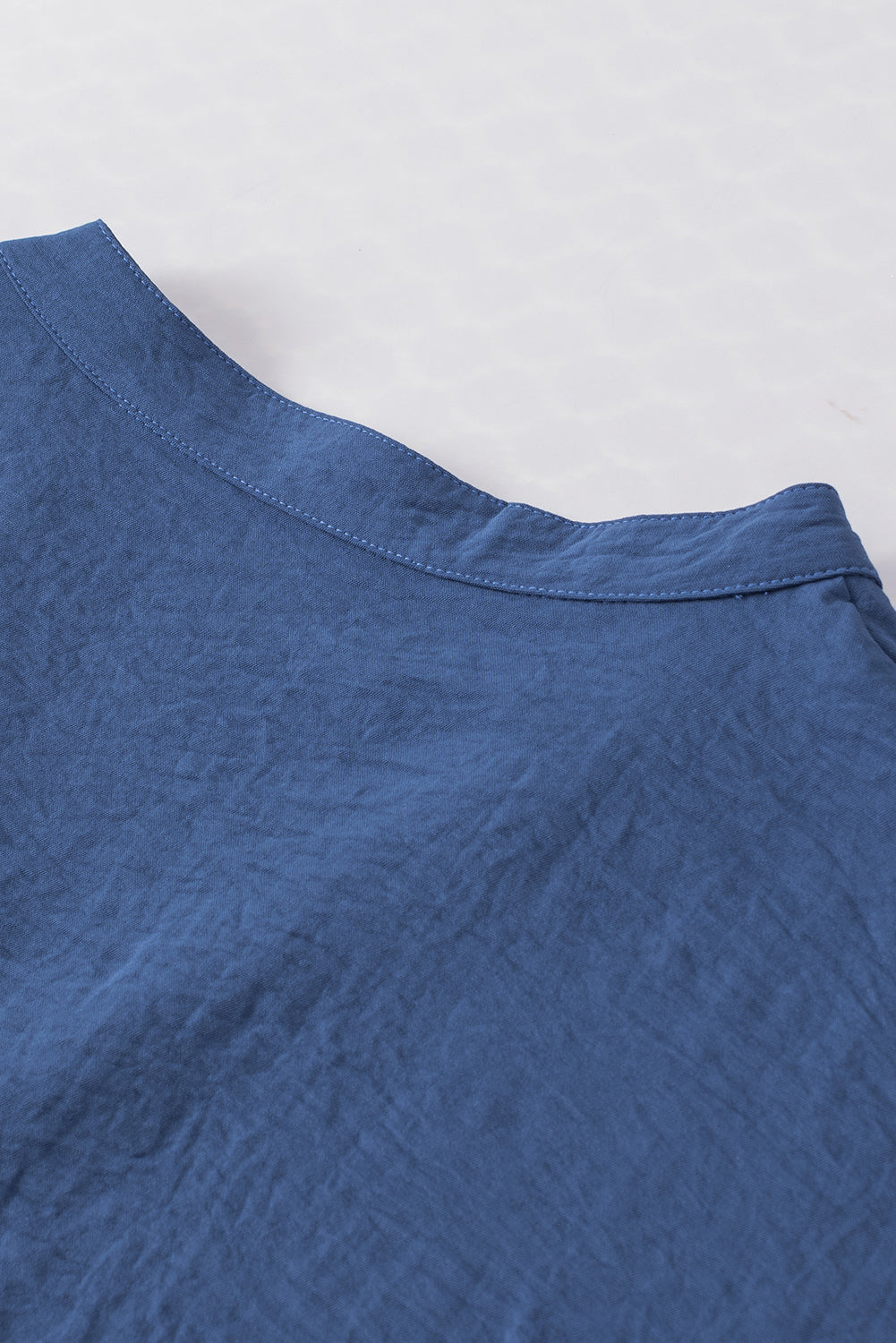 Sail Blue Notched Neck Batwing Sleeve Lightweight Blouse