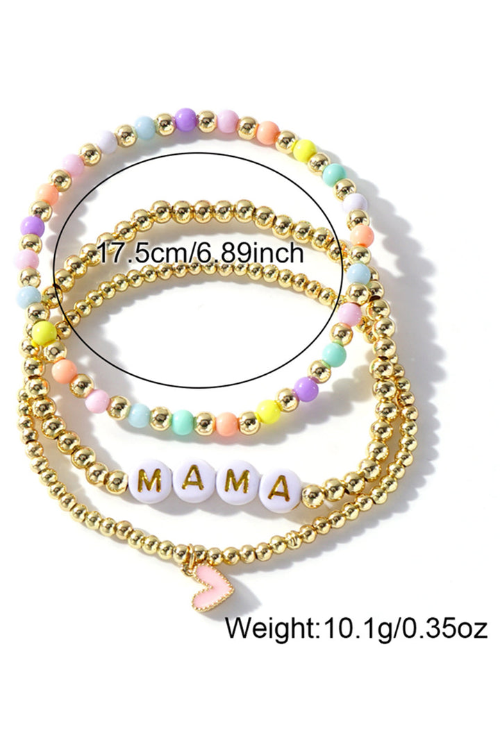 Bracelet extensible multicouche en perles MAMA Heart