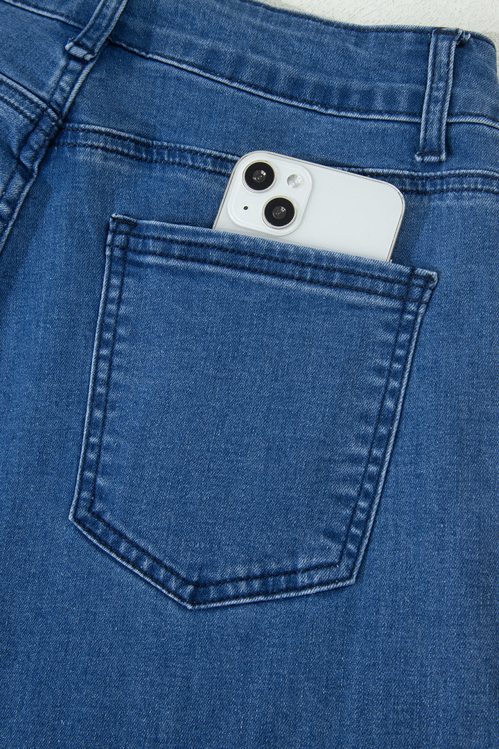 Dusk Blue Lace-up Pull on Wide Leg Jeans