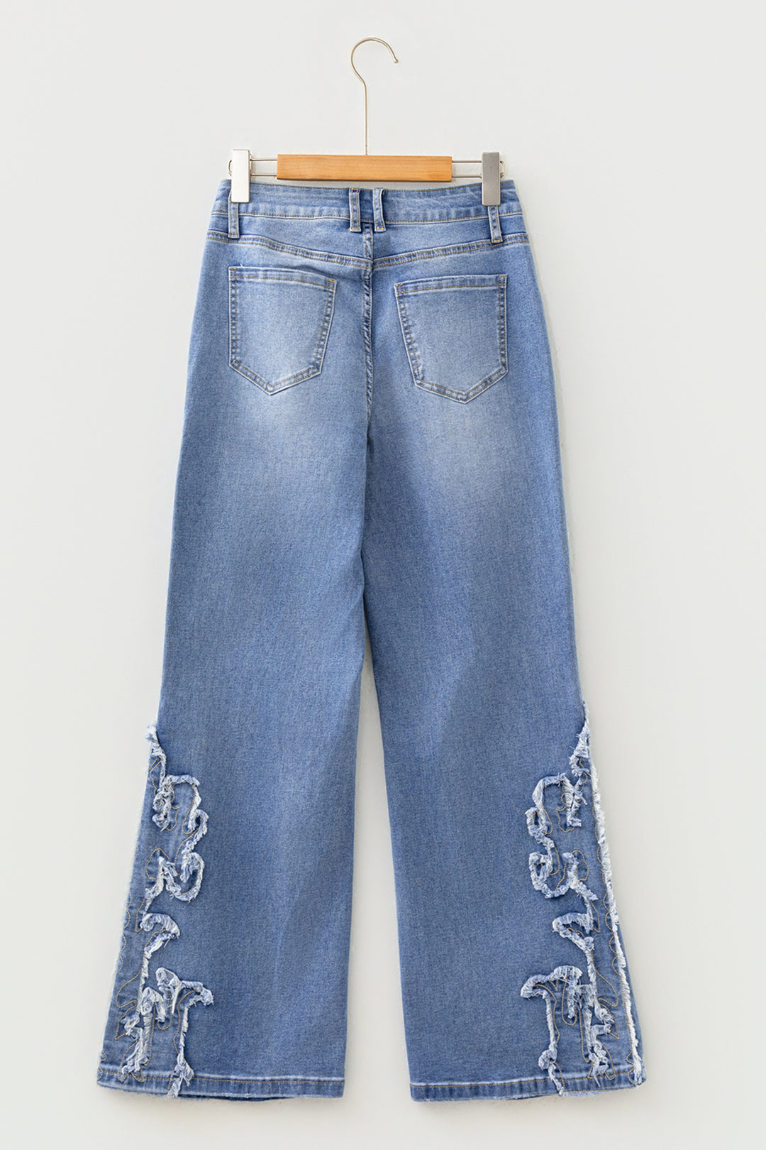 Fashion Ashleigh Blue Embroidered Western Print Flare Leg Full Length Jeans