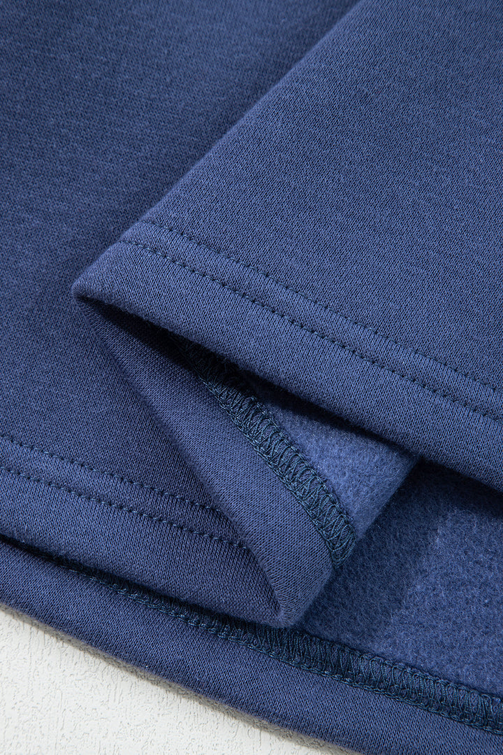 Dirty blue Fleece Lined Adjustable Drawstring Oversize Tunic Hoodie
