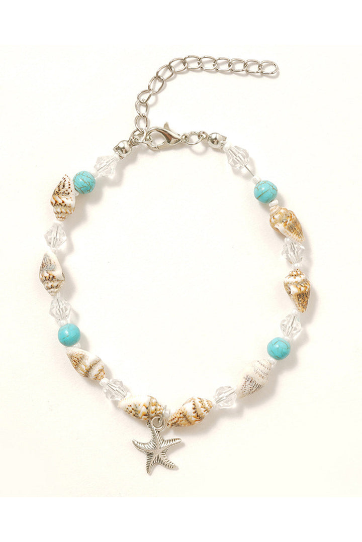 Bracelet de cheville de plage en perles de conque et étoile de mer
