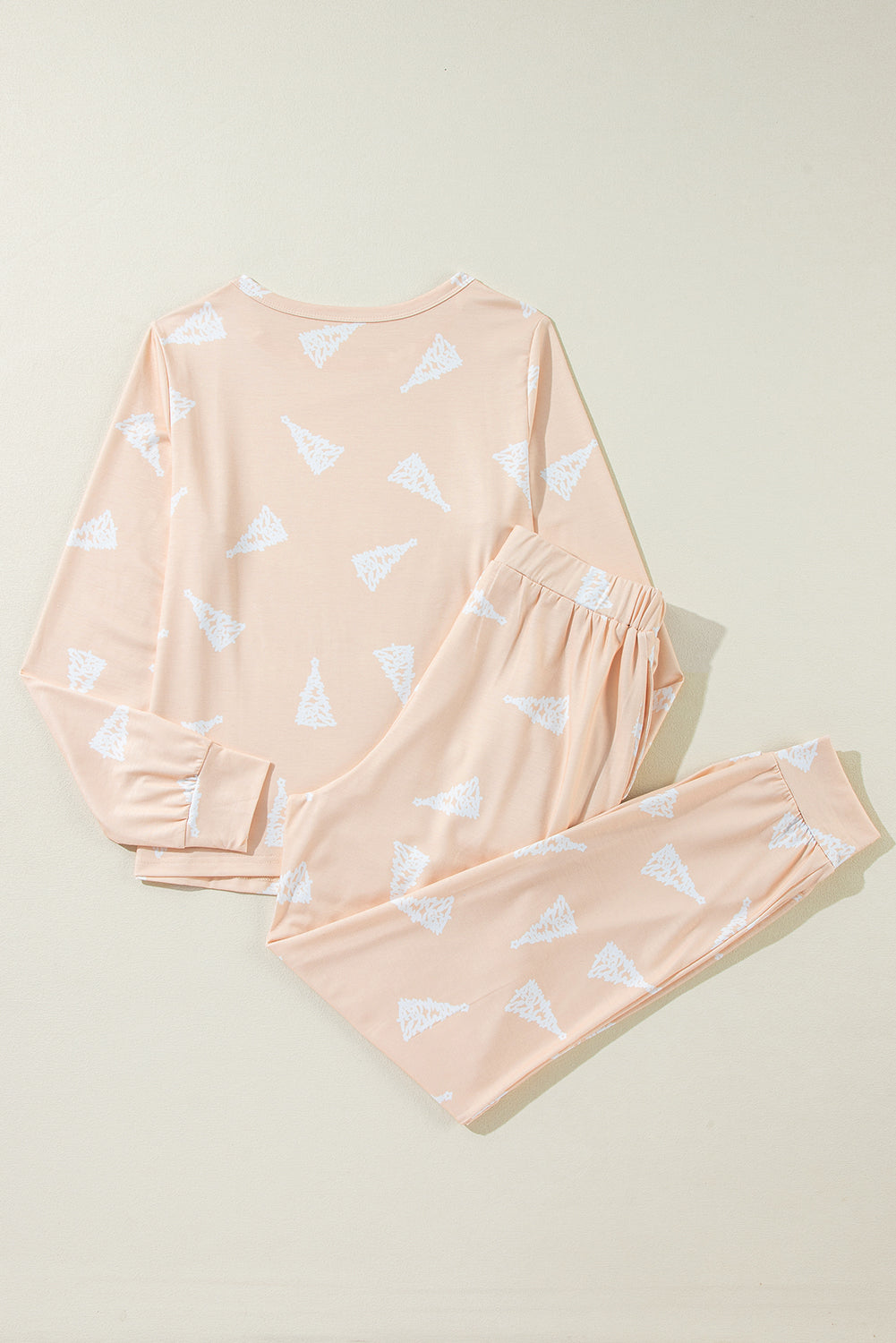 christmas tree print loose fit two piece pajama set
