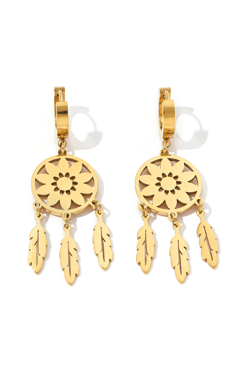 Boucles d'oreilles pendantes en alliage à franges et plumes attrape-rêves