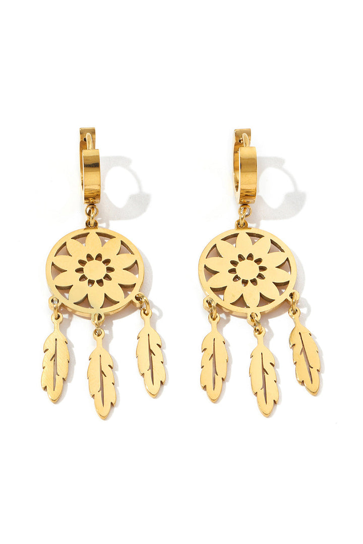 Boucles d'oreilles pendantes en alliage à franges et plumes attrape-rêves