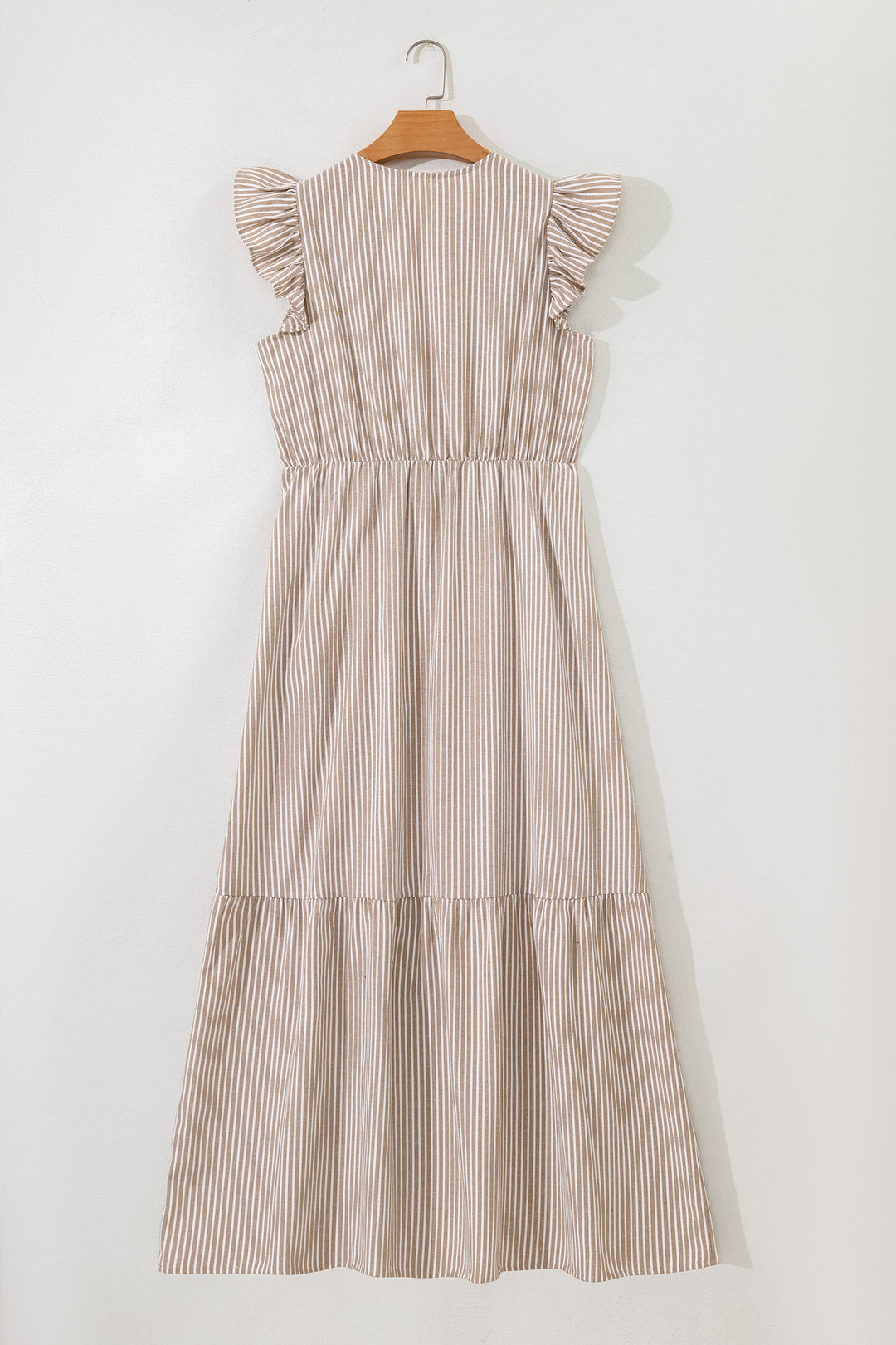 Flutter Sleeve Buttoned Front Slit Maxi Dress