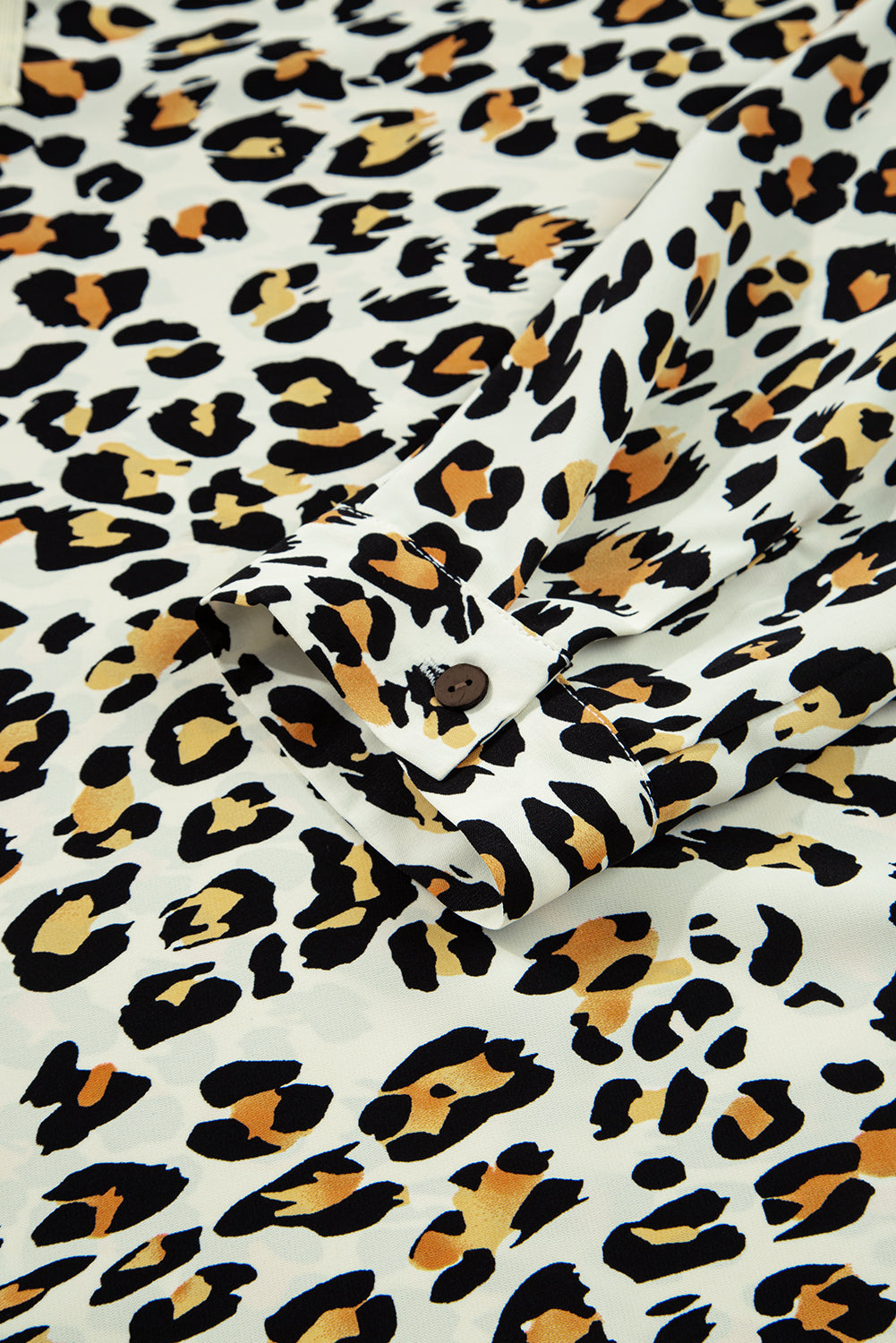 Leopard Print Contrast Striped V Neck Blouse