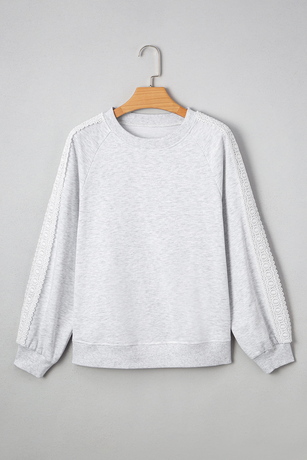 Lace Patchwork Raglan Sleeve Crew Neck Sweatshirt