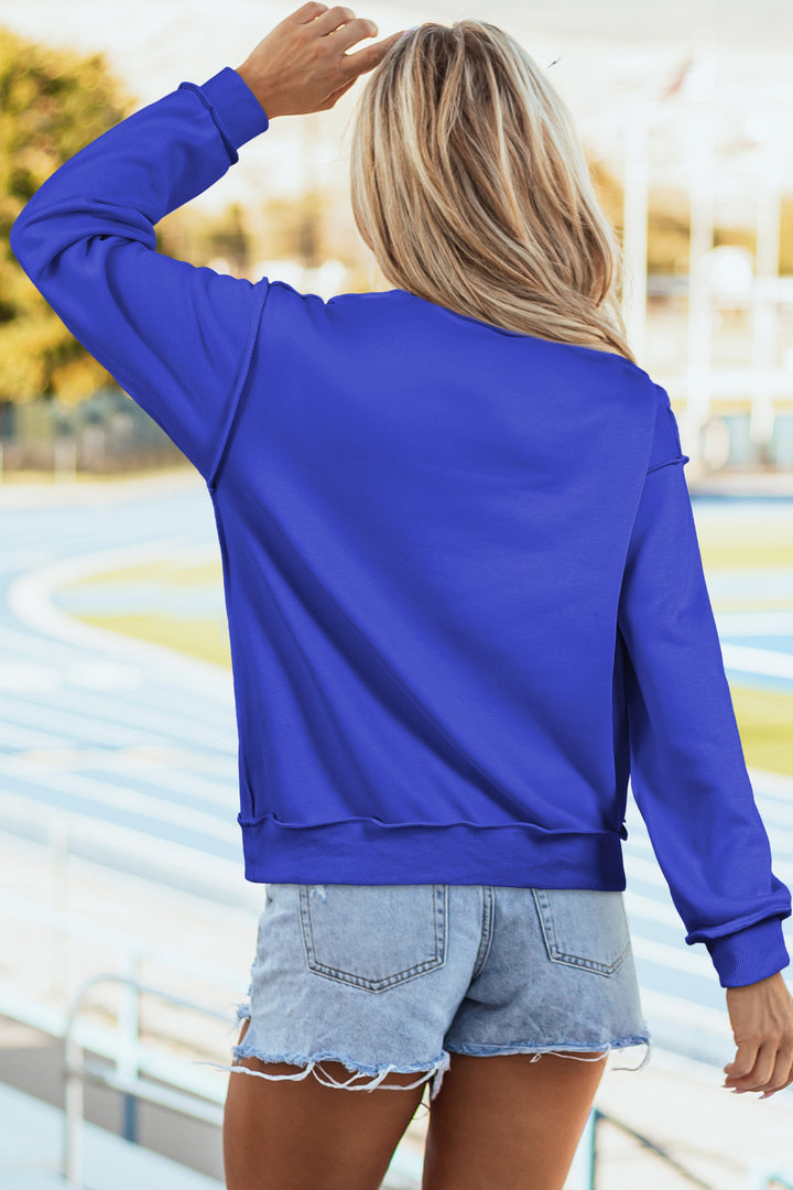 Bluing Oversize Drop Shoulder Reversible Mock Neck Sweatshirt