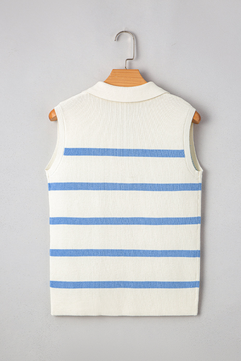 Split V Neck Collared Ribbed Sweater Vest