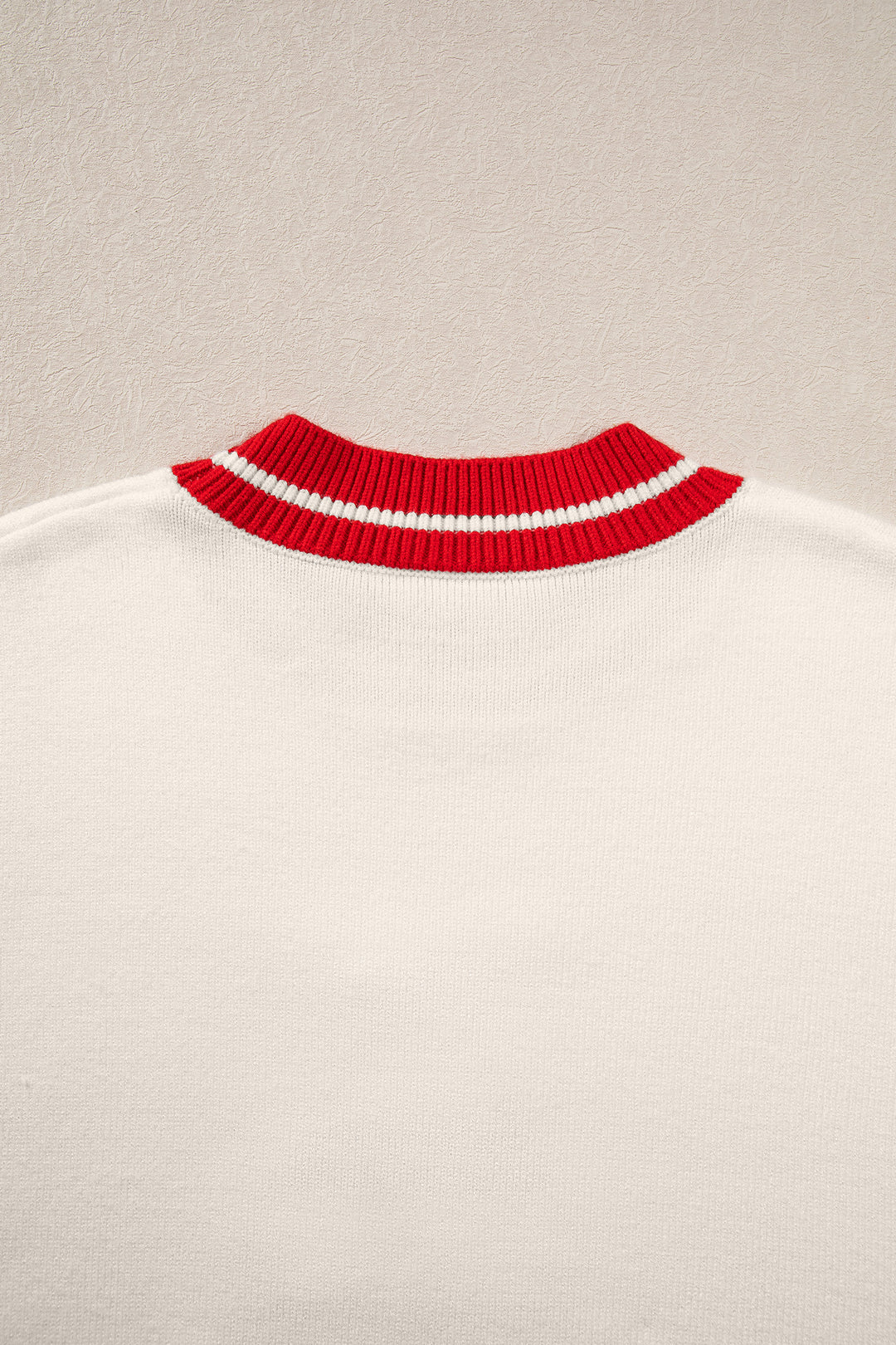 White Christmas Plaid Tree Applique Round Neck Loose Sweater
