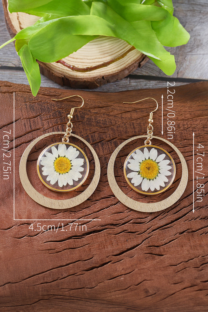 Daisy Disc Dangle Hook Earrings