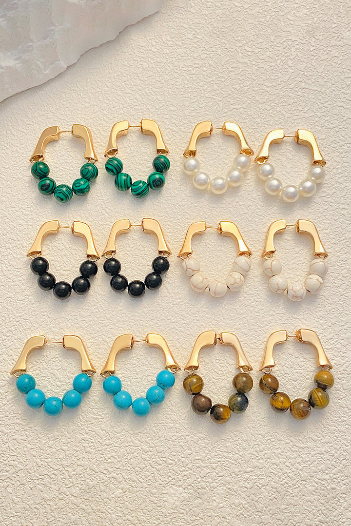 Turquoise Bead Plated Alloy Hook Earrings