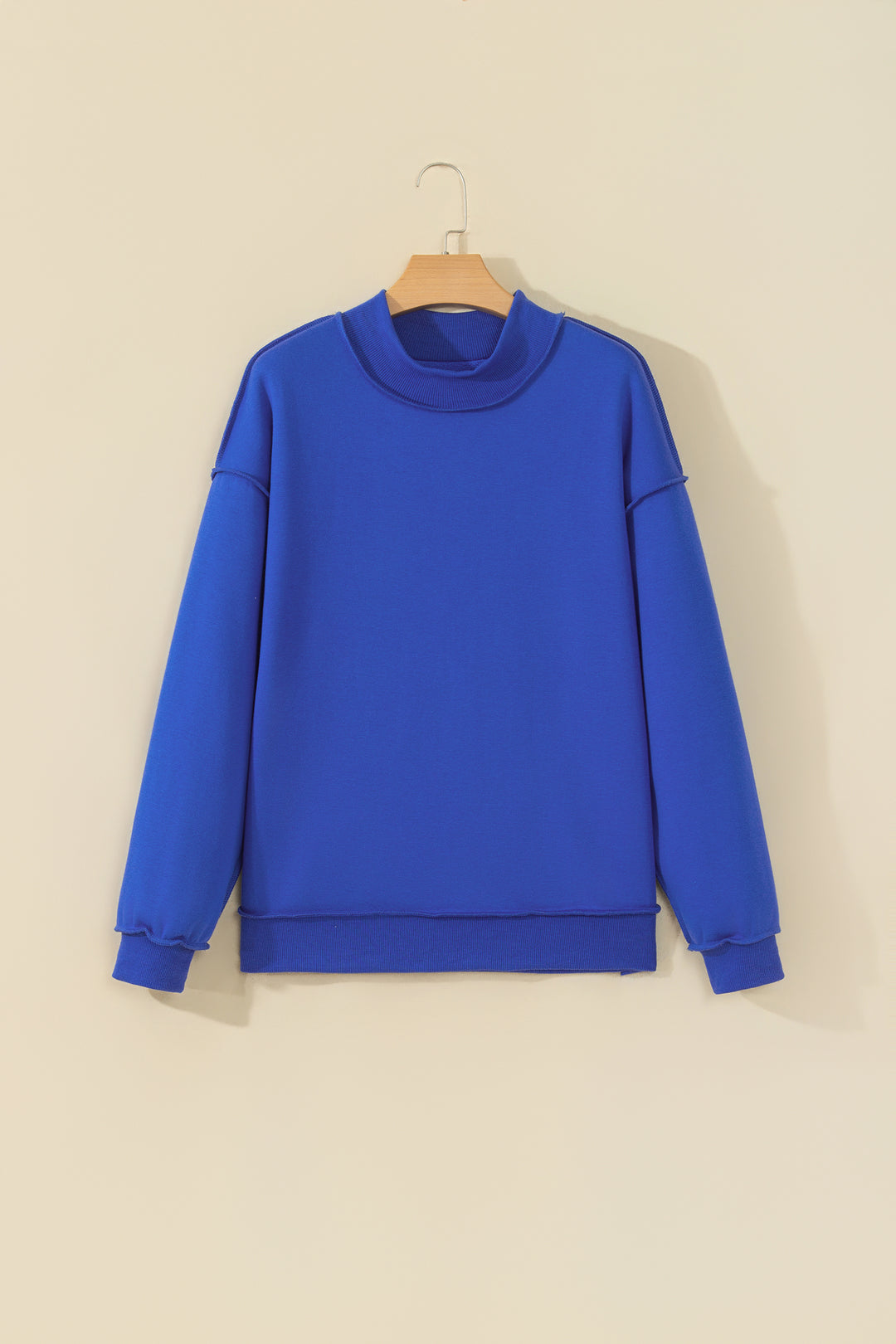 Bluing Oversize Drop Shoulder Reversible Mock Neck Sweatshirt