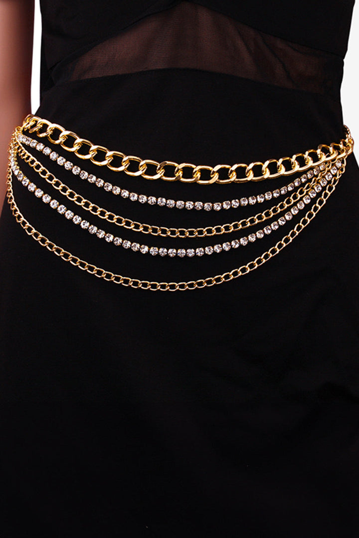 Multi Layer Rhinestone Belt Chain