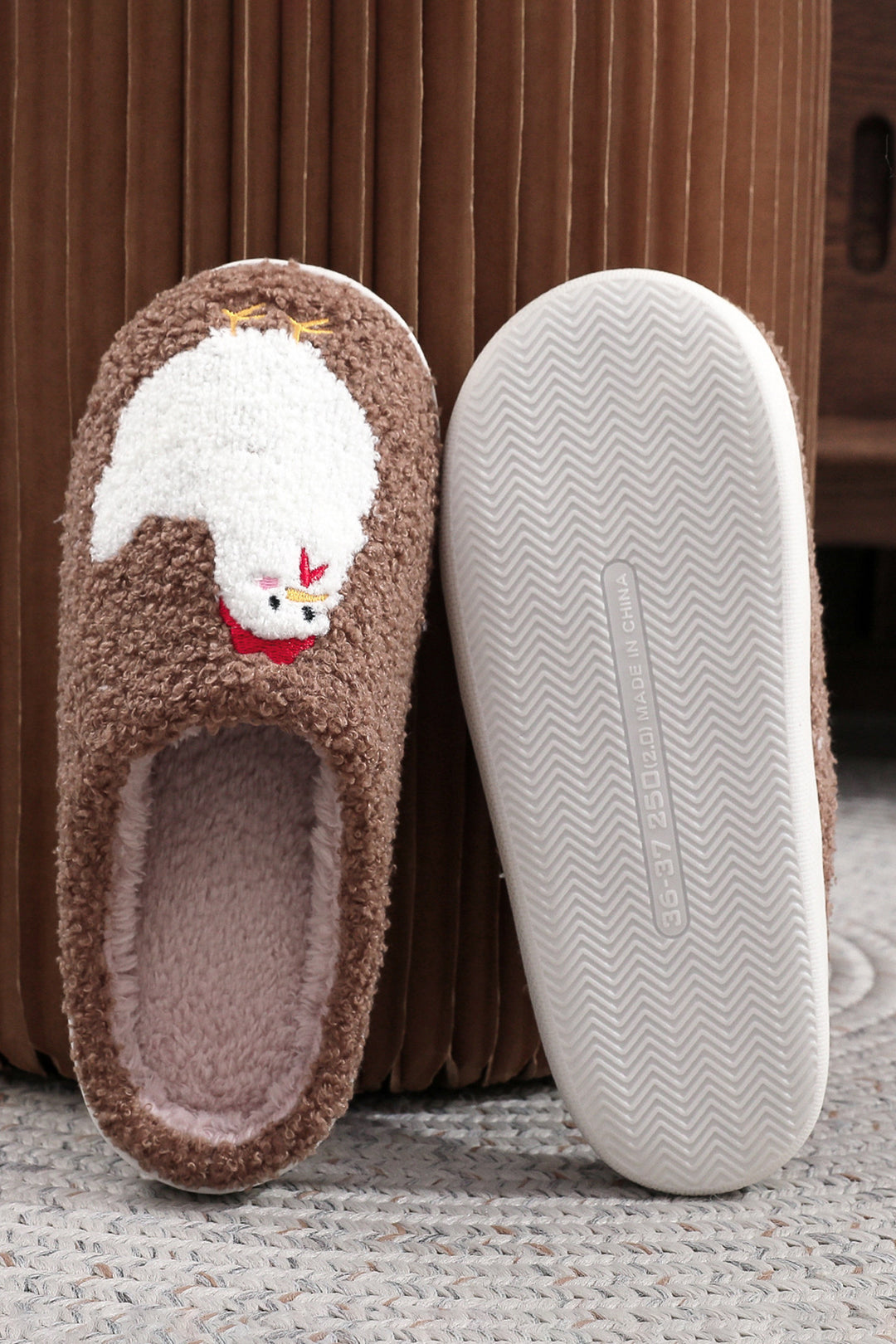 Cartoon Chick Color Contrasted Liner Plush Slippers