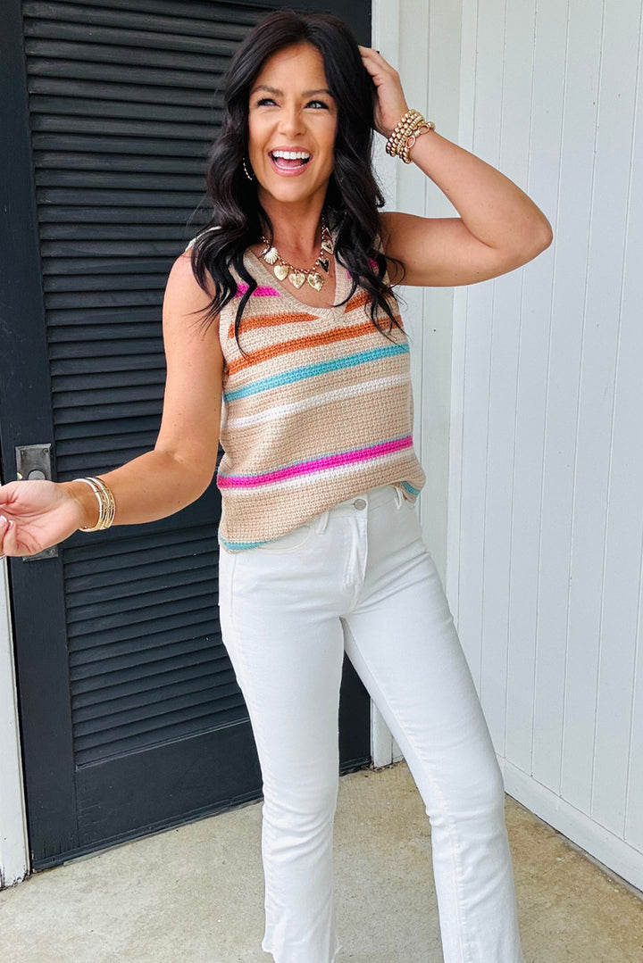 Textured Knit V Neck Sweater Vest