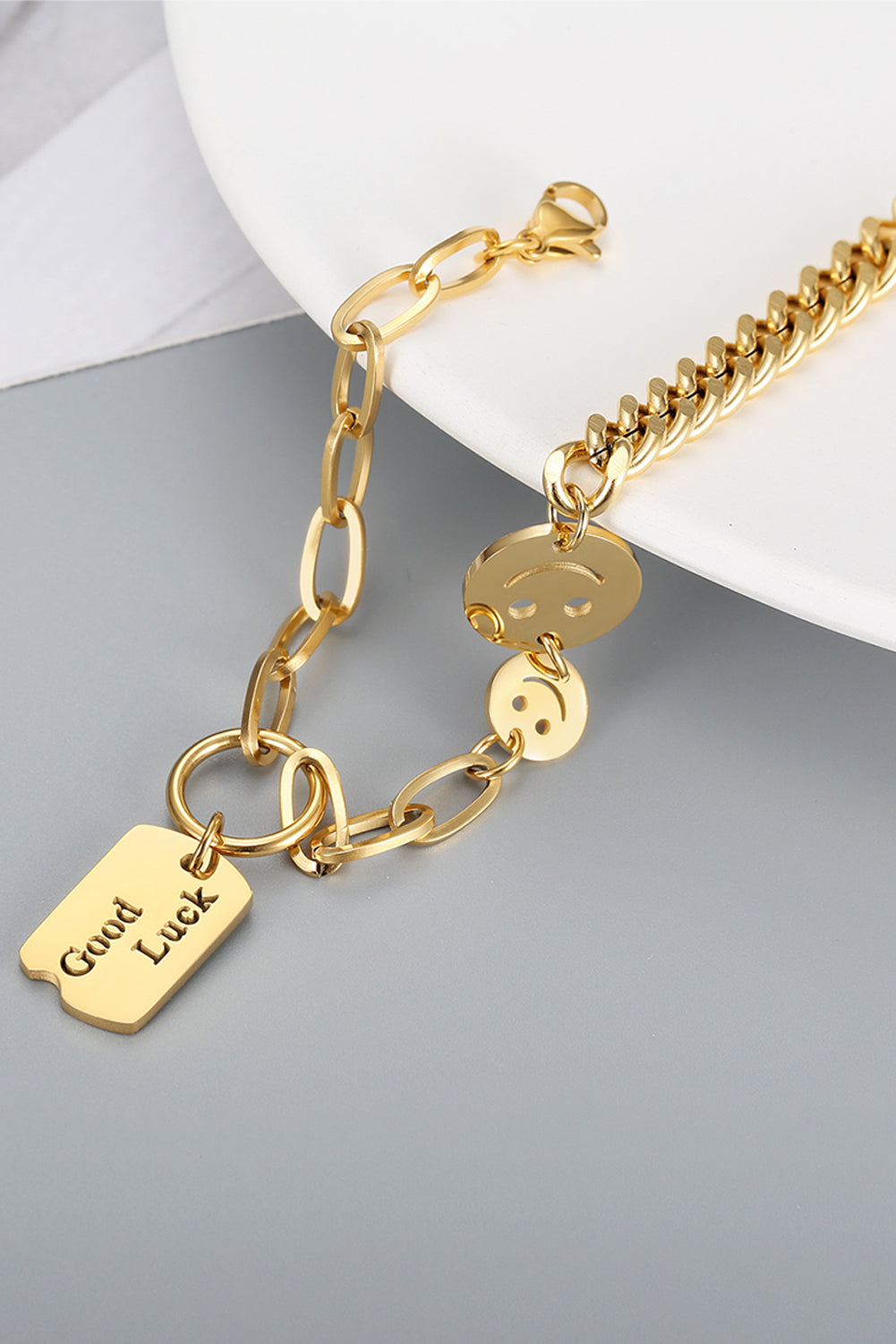 GOOD LUCK Smile Face Adjustable Chain Bracelet