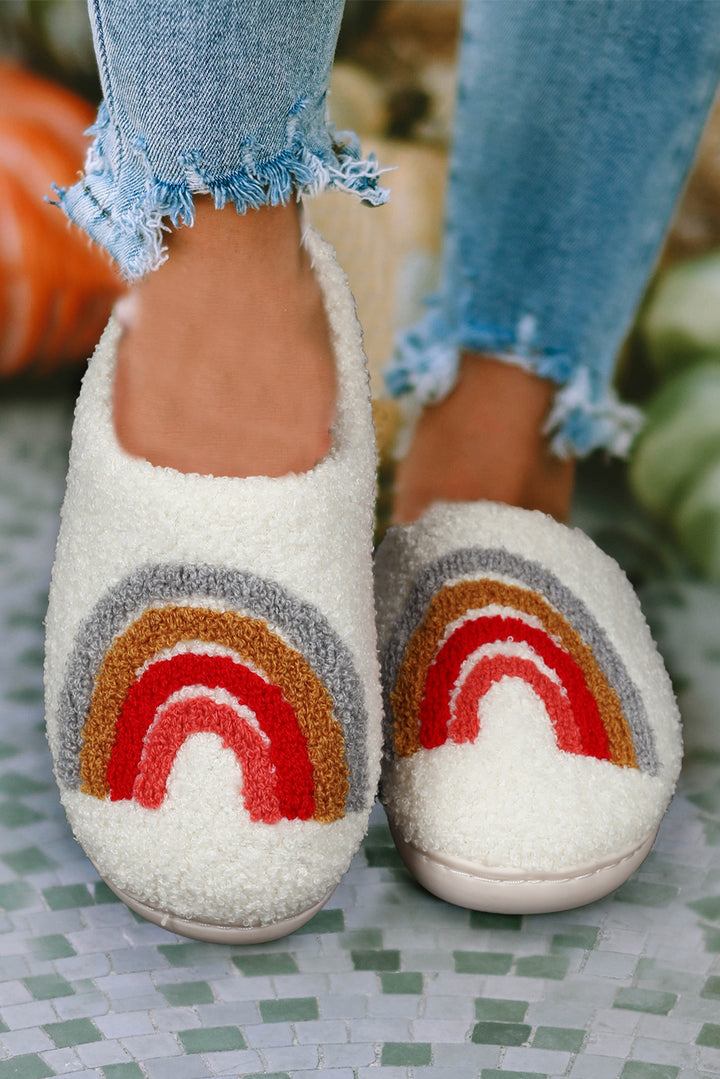 Bright  Rainbow Plush Winter Home Slippers