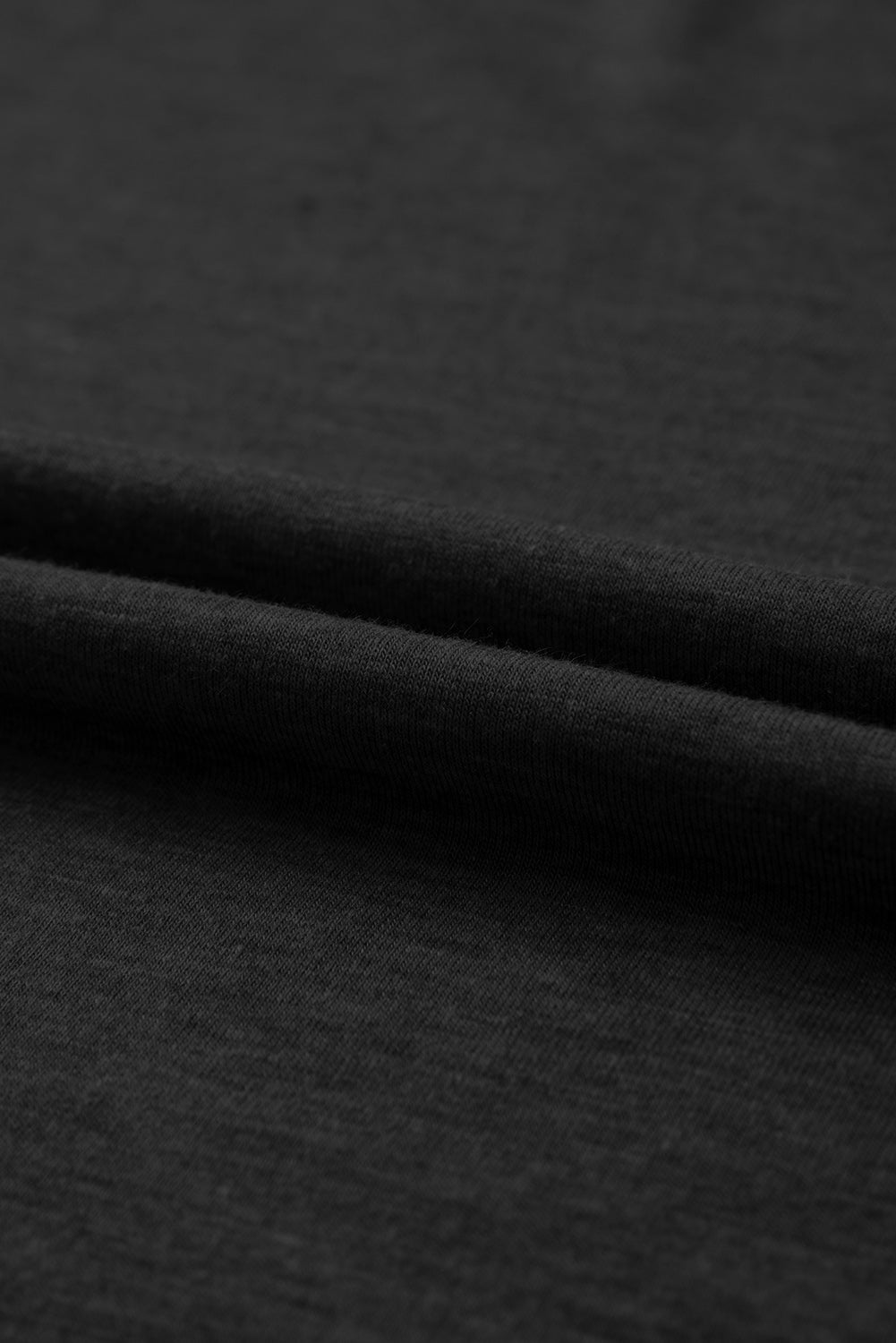 Black Solid Color V Neck Long Sleeve Stretchy Top